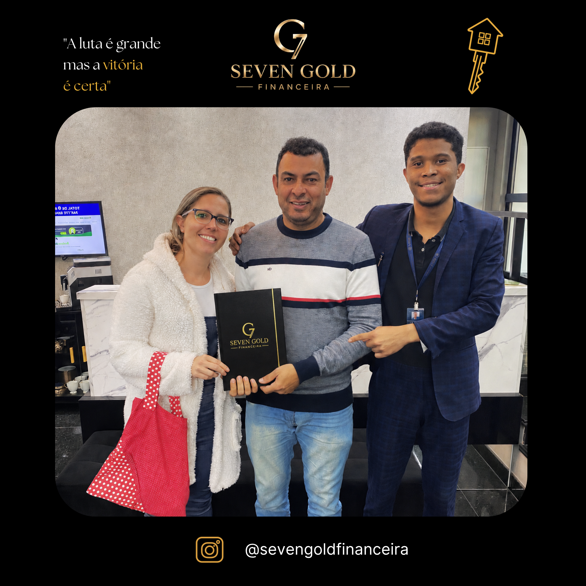 Família 5 celebrando sua conquista com a Seven Gold